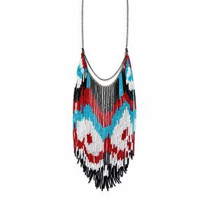 Handmade Beaded Statement Necklace Tribal Boho Fringe Bib Southwest Festival